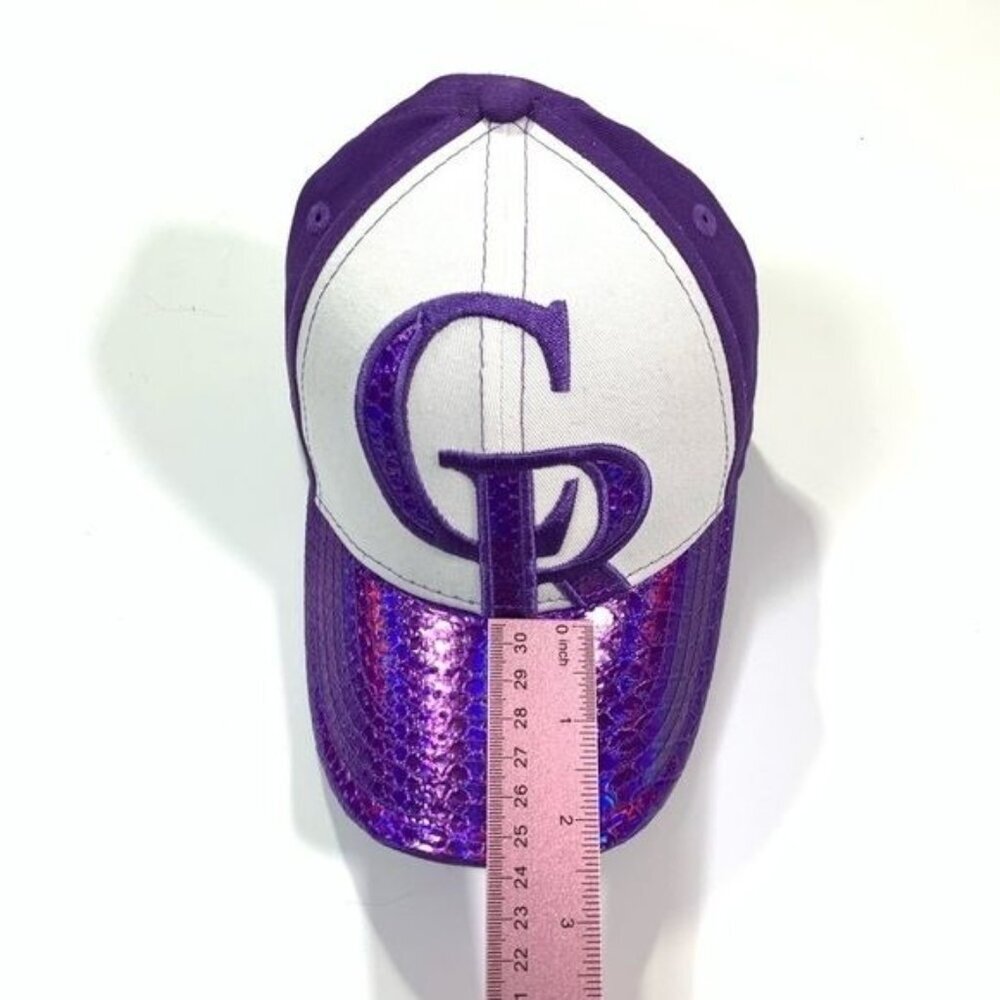 Colorado Rockies Baseball Hat Purple White Iridescent Brim Size Girls Youth - Picture 9 of 11